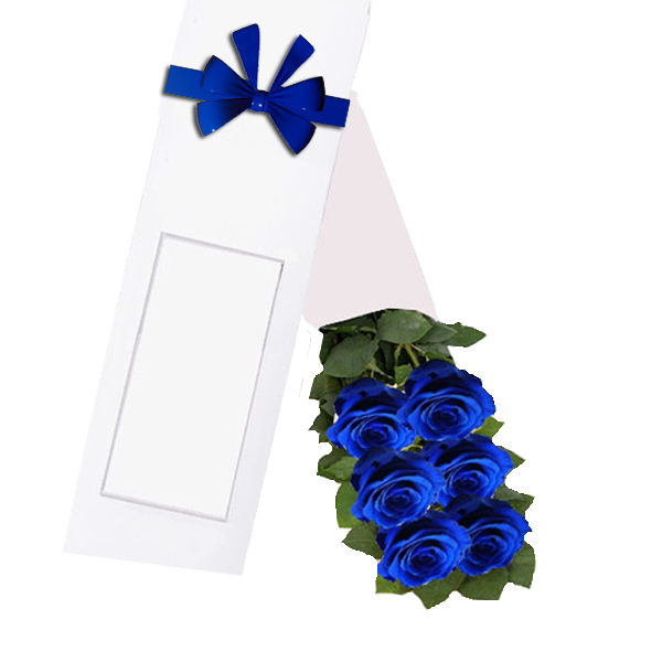 Caja Azul 6 Rosas - Floresendomicilio.cl