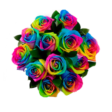 Ramo con 12 Rosas Arcoíris